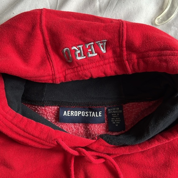 Aeropostale 87 Vintage Heavy Red Sweatshirt Hoodie Y2K Size Medium Mens Unisex - Picture 3 of 10